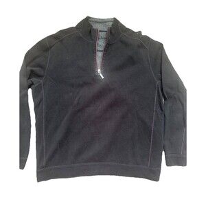 Tommy Bahama Men's Black Quarter Zip Pullover Large 100% Cotton Not Brand New